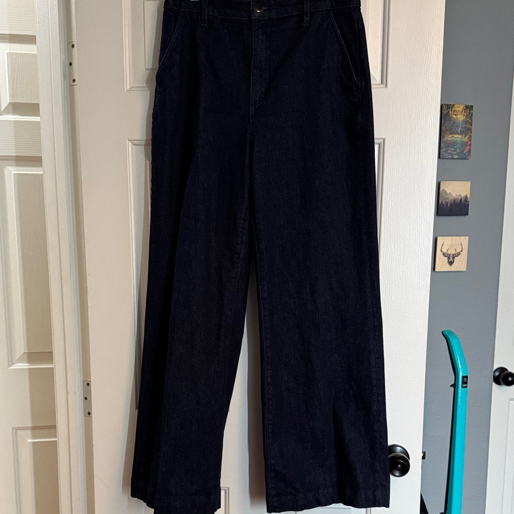 Wide-Leg Dark Denim trouser Jeans Ann Taylor size 8